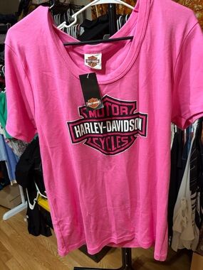 Harley-Davidson Hot Pink womens Short Sleeve Logo Tee
